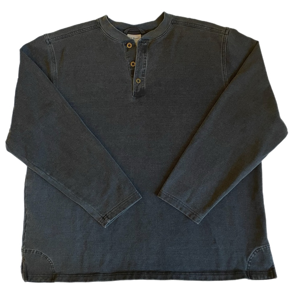 LL Bean Navy Heavyweight Henley Long Sleeve Shirt